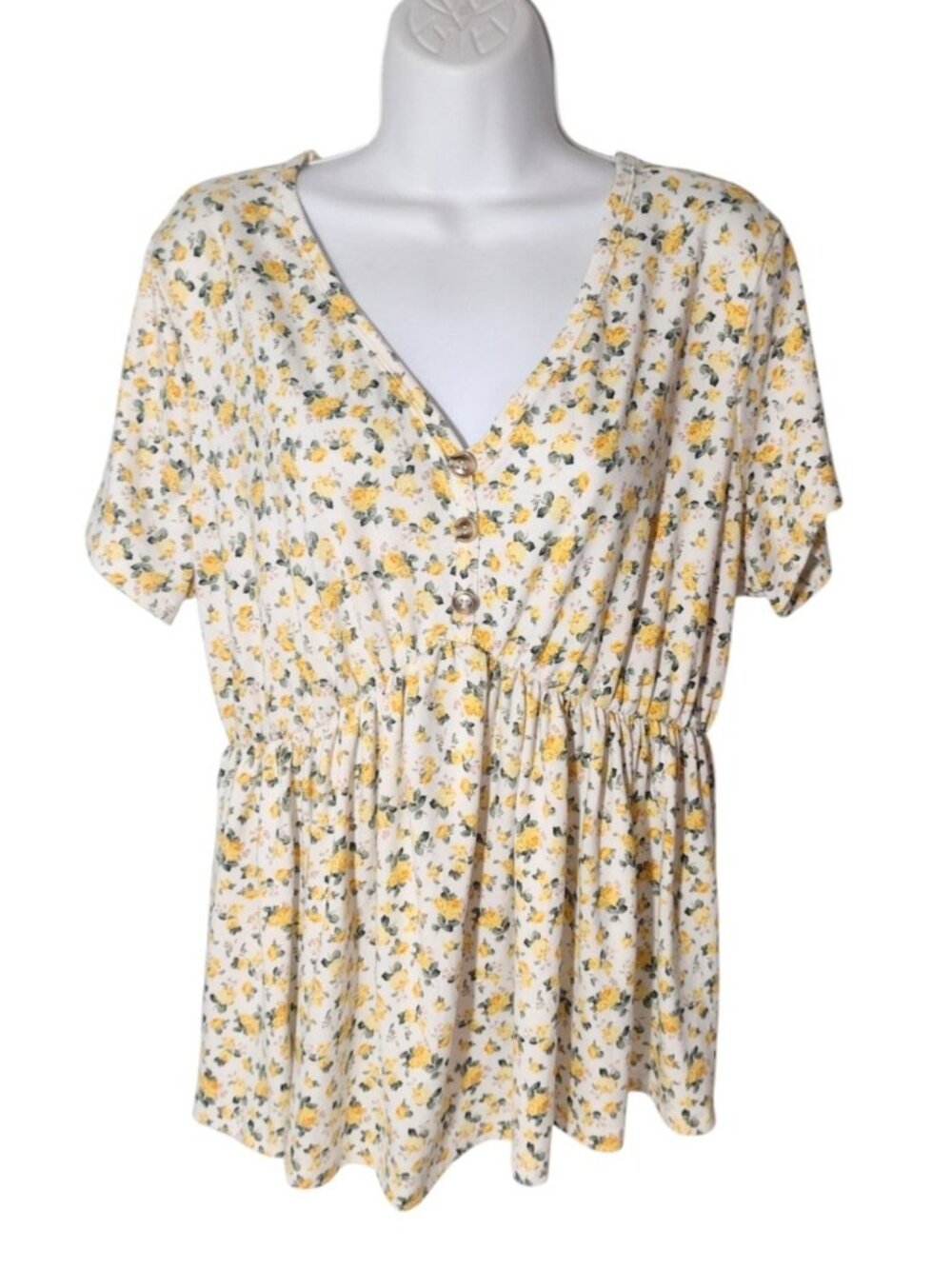 Vintage Floral Knit Babydoll Swing Top 1X Cottagecore Romantic Say Anything